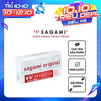 Bao cao su Sagami 002 - Siêu mỏng - Non Latex - Hộp 6 chiếc