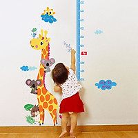 Decal dán tường Thước đo chiều cao hươu cao cổ và đàn dơi SK9002