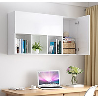 Tủ Sách Văn Phòng Treo Tường 4 Ngăn 2 Cánh Mở SIB DECOR (Không gồm đồ trang trí trên kệ)