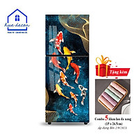 Tranh Dán Tủ Lạnh - Máy Giặt Cá Koi Hoàng Gia Hue Decor Chất Liệu Decal Tráng Bóng Namilate Sang Trọng Chống Nước Siêu bền
