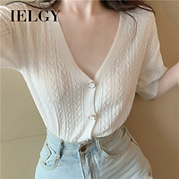 Áo Cardigan Dệt Kim Tay Ngắn Cổ Chữ V Thời Trang Cho Nữ