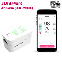 Máy đo nồng độ oxy máu SpO2, PR, PI Jumper JPD-500G (FDA Hoa Kỳ + xuất USA), Kết nối Bluetooth APP mobile, màn hình LED - Phiên bản màu Trắng