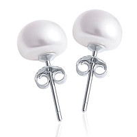 Khuyên tai ngọc trai tự nhiên nước ngọt 100%, bông tai ngọc trai nụ đơn giản hay kết hợp với vòng cổ ngọc trai 2510