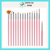 Bộ cọ vẽ móng tay, móng chân 15 cây chuyên nghiệp giúp trang trí móng nhanh chóng, tiện lợi, nhiều màu, giao màu ngẫu nhiên+ Tặng kèm hình dán ngẫu nhiên
