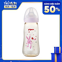 Bình sữa cổ rộng PPSU Plus Voi xanh/ Thỏ hồng Pigeon 330ml (L)