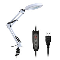 USB 5X Magnifying Glass Desk Lamp Magnifier LED Light Foldable Reading Lamp with Three Dimming Modes