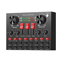 PULUZ Live Broadcasting Sound Card BT Connected K-araoke Singing Recording Sound Mixer for Mobile P-hone / C-omputer /