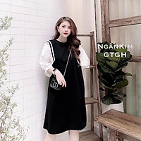 Váy suông nữ tay lỡ bo viền chất đũi xinh xắn( váy thủy thủ)