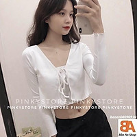 Áo khoác nữ chất vải thun gân len 4 chiều cột nơ ngực