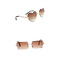 2 Shapes Rimless Sunglasses Retro Classic Party Tinted Lens Eyewear Anti UV