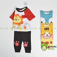 Đồ Bộ Bé Trai, Bé Gái Minky Mom Vải Thun Lạnh Vai Giáp Lăng Họa Tiết Động Vật, Bộ Dài Tay Cho Bé Mặc Nhà MKMTD2111