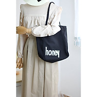 Túi tote vải canvas phom đứng đựng giấy A4 in chữ HONEY thời trang COVI nhiều màu sắc T19