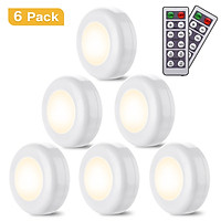 6Pcs Remote Control Dimmable White Warm LED Kitchen Cabinet under Unit Cupboard Light