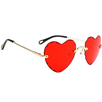 2 Colors Rimless Heart-shaped Sunglasses UV Protection Rimless Sun Glasses