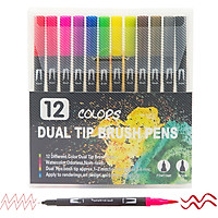 72 Colors Dual Tip Brush Pens Art Markers Set Brush and Fine Tips Colored Pens for Children Adults Artists Drawing