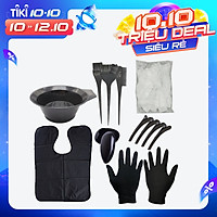 Bộ Dụng Cụ Nhuộm Tóc Gồm Tô Trộn + Cọ Nhuộm + Đồ Bọc Tai + Găng Tay Latex + Kẹp Tóc + Khăn Choàng + Mũ Tắm Dùng Một Lần