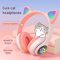 Tai nghe Bluetooth tai mèo đáng yêu có mic đàm thoại cao cấp, tai nghe mèo có đèn phát sáng cute tai nghe tai mèo thời trang, headphone Bluetooth đáng yêu có thể sử dụng khi chơi các tựa game online