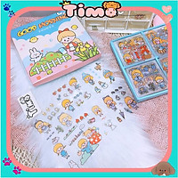 Hình dán sticker cute dán sổ tay decor combo hộp 100 tấm stickers chống nước ST2