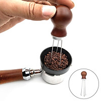Wood Handle Coffee Tamper Needle Leveler Tool Arc-Shaped Stitch Universal sliver