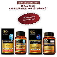 Bộ sản phẩm nhập khẩu chính hãng cho người bị thoái hóa đốt sống cổ: viên uống bổ não New Zealand GO GINKGO 9000+ và viên uống bổ xương khớp New Zealand GO GLUCOSAMINE 1-A-DAY 1500mg