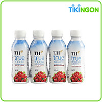 Lốc 4 chai sữa chua Uống Tiệt Trùng Hương Dâu TH True Yogurt 180ml