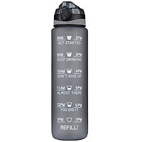 1L Sports Water Bottle with Time Marker BPA Free Leakproof Reusable Drinking Kettle for Camping Cycling Fitness Sport