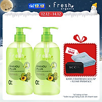 Combo 2 chai Gel tắm Fresh Organic Sáng da rạng rỡ chiết xuất Mận kakadu hữu cơ 500g