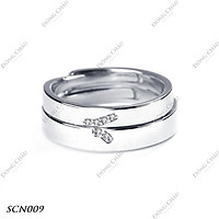 Nhẫn cưới, nhẫn cặp bạc Ý hình chữ V - SCN009