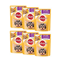 Bộ 6 gói thức ăn cho chó con dạng sốt Pedigree vị gà, gan, trứng và rau 80g