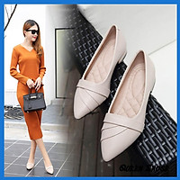 giày nữ đế bằng da lỳ cao cấp Hàng Xuất Dư