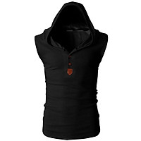 Solid Colour Men Hooded Sleeveless Waistcoat Stylish Vest Tops Gift Fitness Sports Wear
