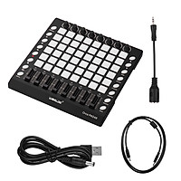 WORLDE PAD48 Portable USB MIDI Drum Pad Controller 48 RGB Backlit Pads 8 Knobs 16 Buttons 8 Sliders with USB Cable - Black