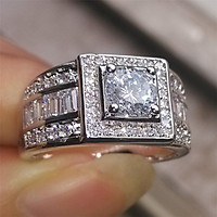 Nhẫn cưới vàng trắng 18K dành cho nam QYP40099