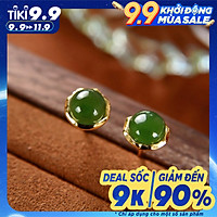 Bông tai ngọc bích xanh sát tai nhỏ xinh BT217