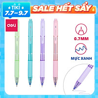 Bút bi bấm ngòi 0.7mm mực xanh Deli - Màu sắc theo lựa chọn - 1 chiếc - EQ199-BL