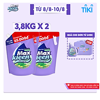 Combo 2 túi nước giặt xả Maxkleen hương Vườn Sớm Mai 3.8kg/túi