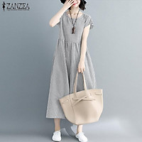 Đầm BabyDoll Dài Ngắn Tay Vải Mát Phong Cách Năng Động Trẻ Trung Hàn Quốc Dành Cho Các Nàng (Thương Hiệu ZANZEA)