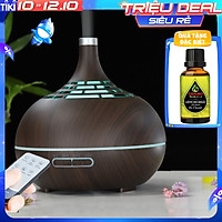 Máy Khuếch Tán Tinh Dầu Tặng Kèm Tinh Dầu Sả Chanh Cao Cấp - Máy Xông Tinh Dầu Có Remote Điều Khiển Từ Xa, Dung Tích Lớn Chuyên Dụng Cho Phòng Rộng