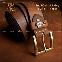 Thắt Lưng Nam Da Thật Cao Cấp KALIS Dây Lưng Nịt Thắt Thắc Lưng Da Sáp Trâu Nam Đẹp Thật Khóa Kim Chính Hãng