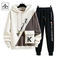 Bộ quần áo nỉ nam nữ hoodie thu đông phối jogger túi hộp chữ K bo gấu thời trang cá tính - SET NAM 90000144
