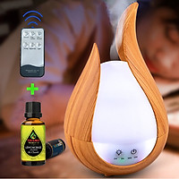 Combo Máy Khuếch Tán Tinh Dầu/ Máy Xông Tinh Dầu + Tinh Dầu Sả Chanh Nguyên Chất 10ML/ Chuyên Dụng Xông Tinh Dầu Gia Đình, Văn Phòng, Có Remote Điều Khiển và Đèn LED Biến Đổi Màu