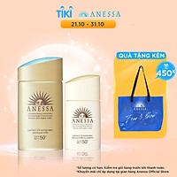 Bộ đôi Kem chống nắng dưỡng da dạng sữa bảo vệ hoàn hảo Anessa Perfect UV Sunscreen Skincare Milk SPF 50+ PA++++ 60ml + Kem nền trang điểm BB chống nắng dưỡng da Anessa SPF 50+ PA++++ 25ml