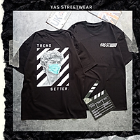 Áo thun tay lỡ form rộng YAS STREETWEAR phông unisex nam nữ, áo thun cotton100% phong cách streetstyle HÌNH IN KO TRÓC
