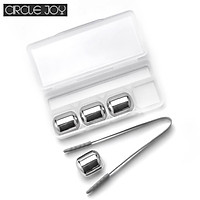 Circle Joy Stainless Steel Chilling Cubes Reusable Ice Cube Metal Whiskey Stones/Rocks for Drinks with Ice Tongs and