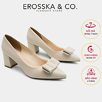 Erosska - Giày cao gót mũi nhọn phối nơ cao 5cm - EP015