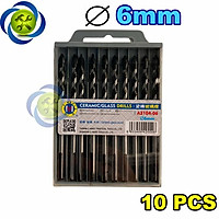 Mũi khoan gạch men 6mm C-Mart A3104-06 (10 mũi/vỉ) màu đen