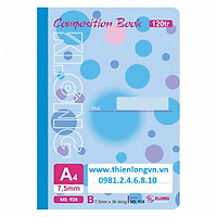 Sổ may dán gáy A4 - 120 trang; Klong 928 bìa xanh