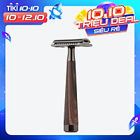 1PC Double Edge Safety Razor with Long Natural Wooden Handle Shaving Razor Alloy Scalloped Bar Double Edge Safety Razor
