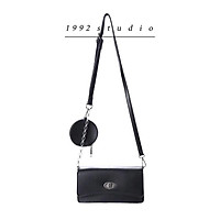 Túi xách nữ 1992 s t u d i o/ LAMMY BAG / màu đen kèm túi tròn phụ kiện, dây da phối xích