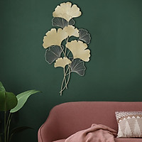 Iron Wall Hanging Pendant for Living Room Metal Background Ginkgo Leaf Shape Decoration